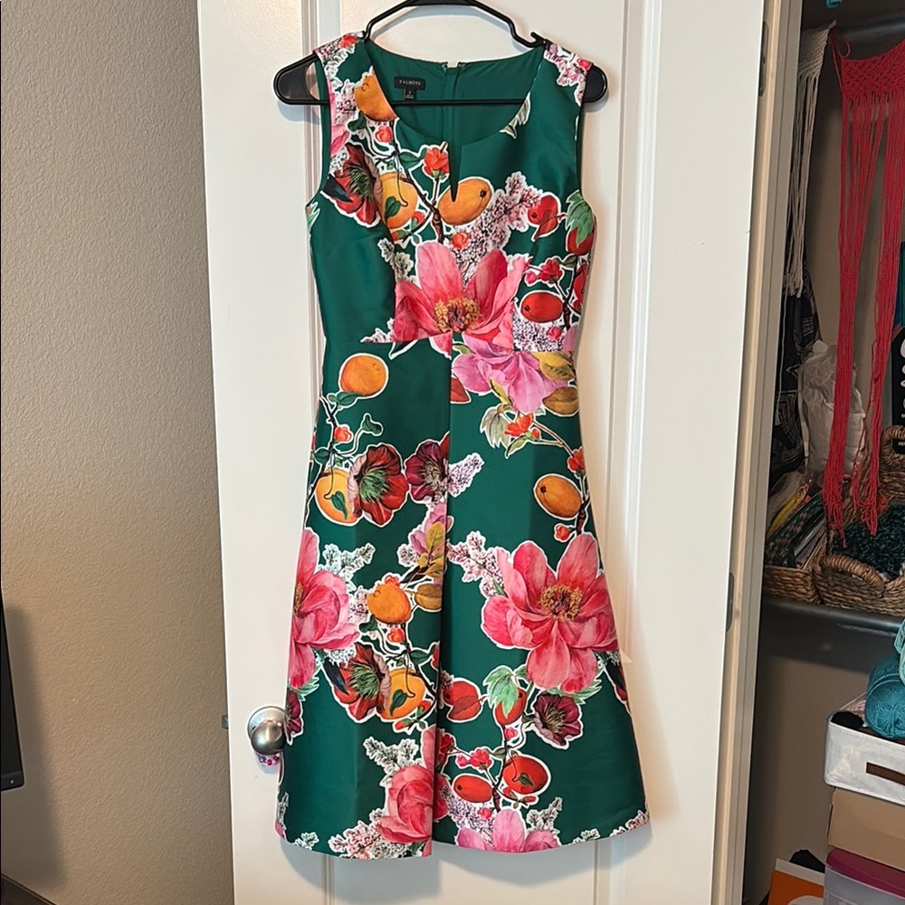 Talbots Floral Green Sleeveless Dress